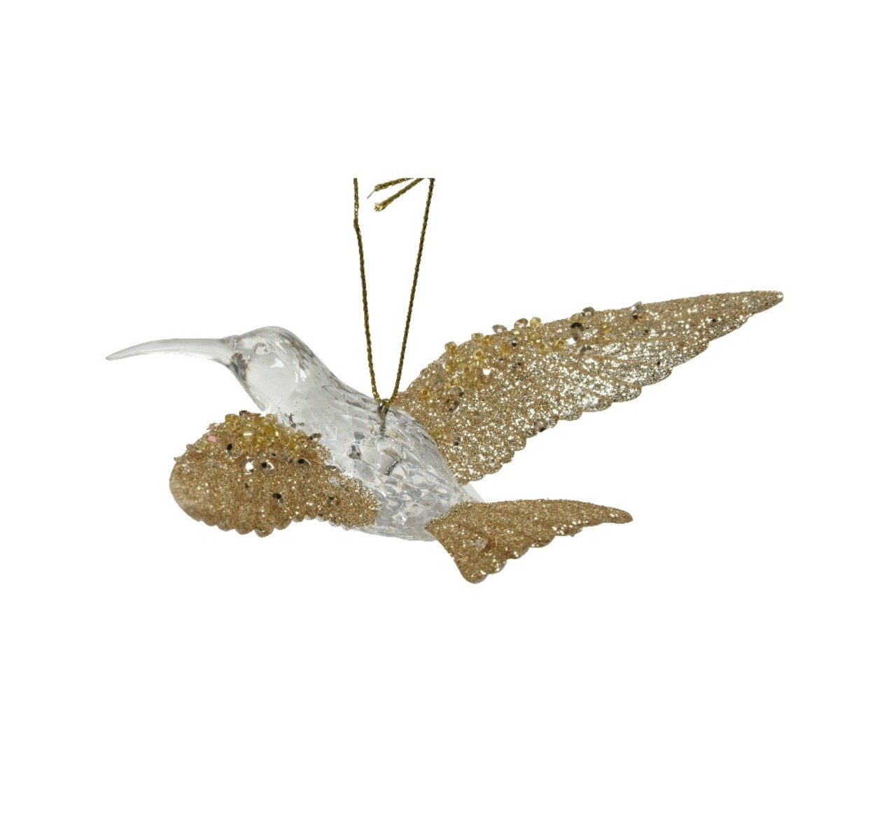 Glob Hummingbird w glitter V2, Decoris, 10.5x14x5 cm, plastic, argintiu - imagine 3